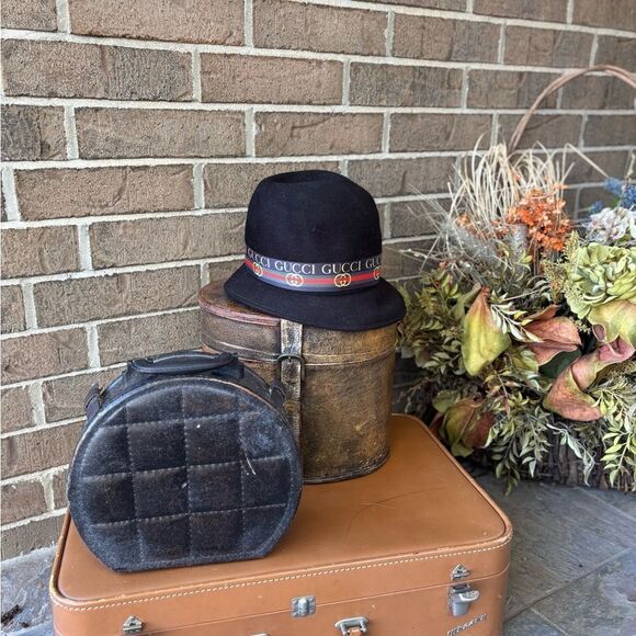 Maevey J Upcycled Gucci Ribbon Black Felt Hat main image 6
